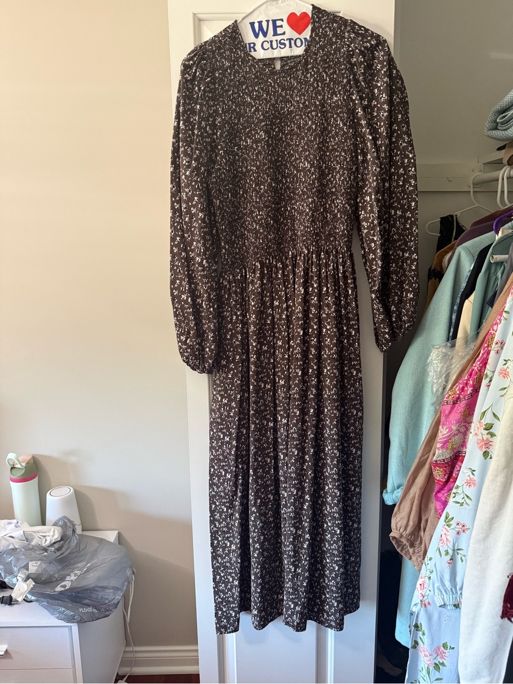 Madewell Brown Floral Maxi Dress with Long Sleeves